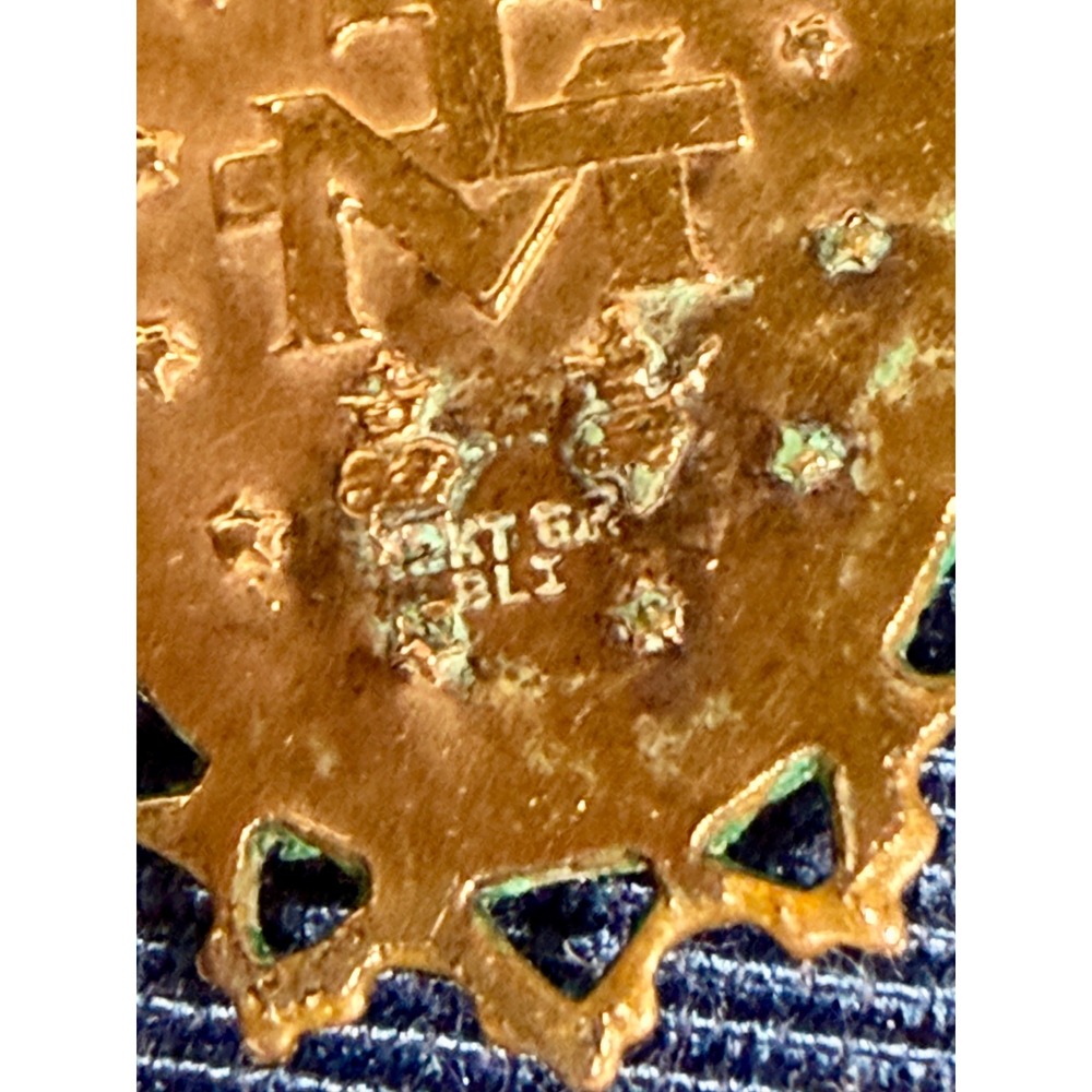 Vintage 12KT Gold Filled Miraculous Medal Virgin Mary Pendant Ornate Scalloped - Picture 2 of 4